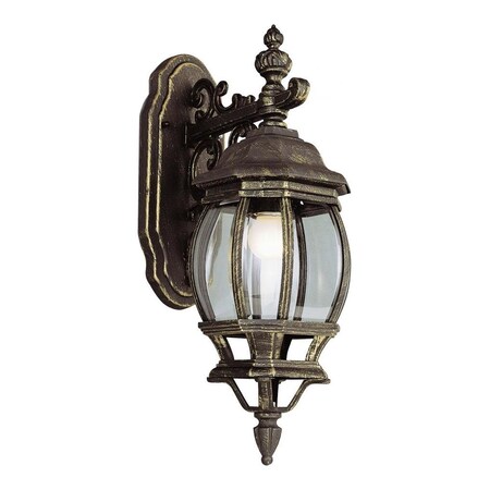 Trans Globe One Light Black Gold Clear Beveled Glass Wall Lantern 4053 BG
